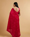 Mohey Women Rani Pink Bel Buti Embroidered Saree with Rhinestones
