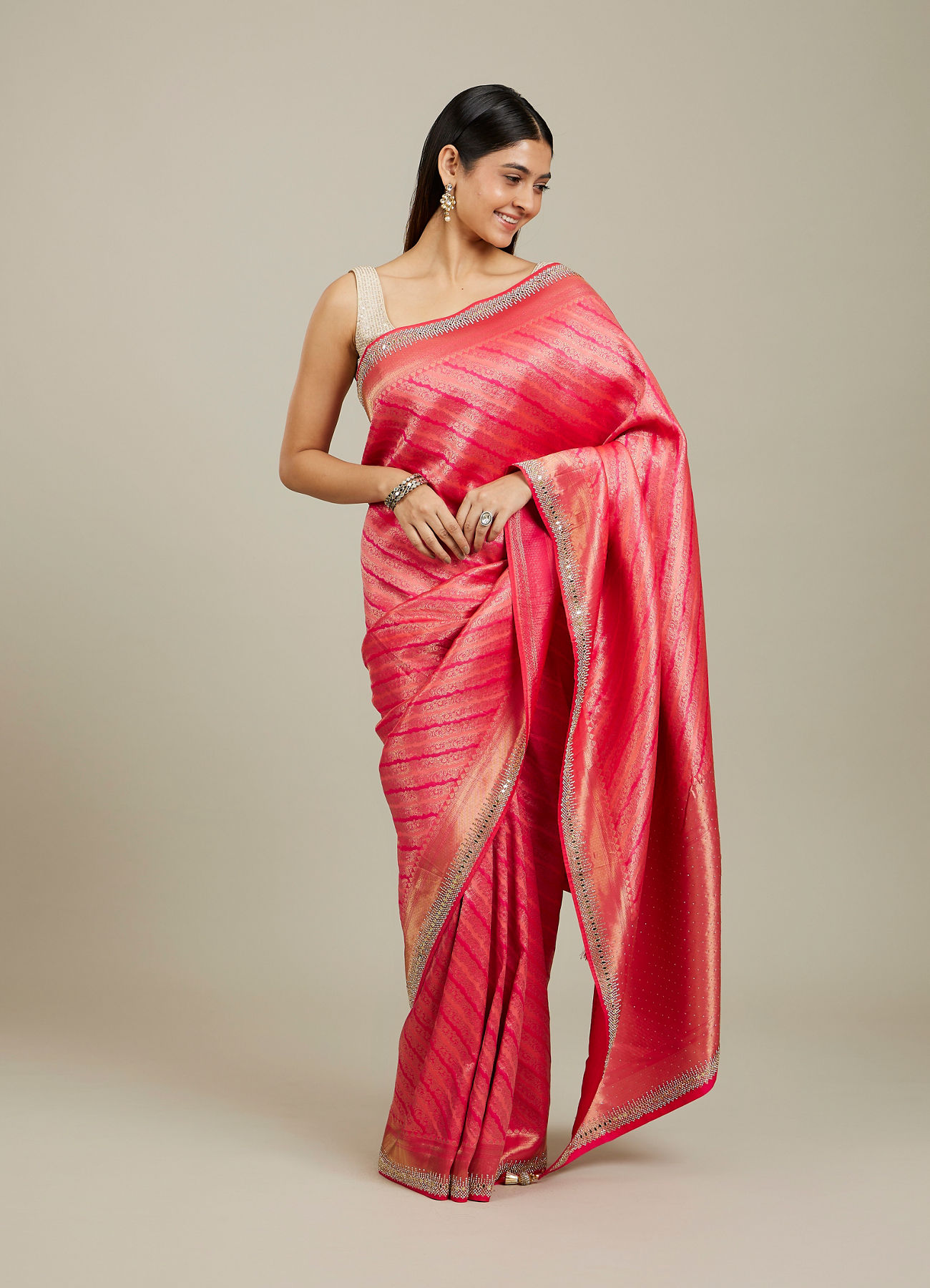 Mohey Women Radiant Rani Pink Saree