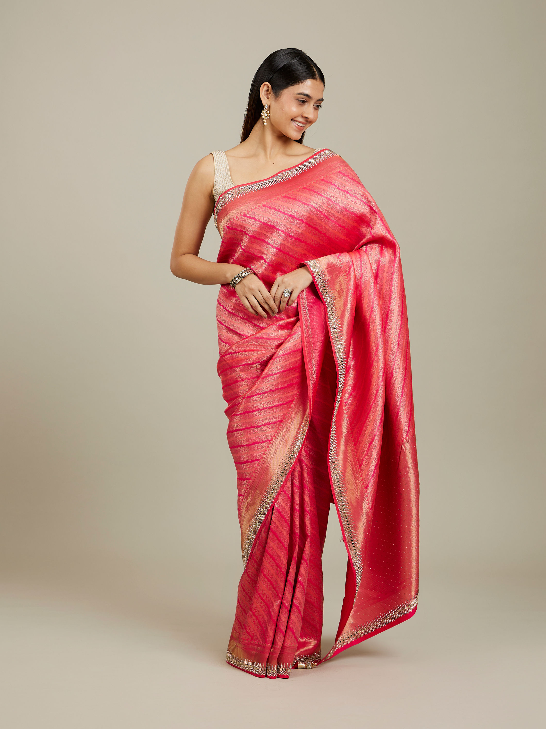 Mohey Women Radiant Rani Pink Saree