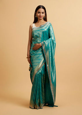 alt message - Mohey Women Rama Green Bel Patterned Saree image number 0