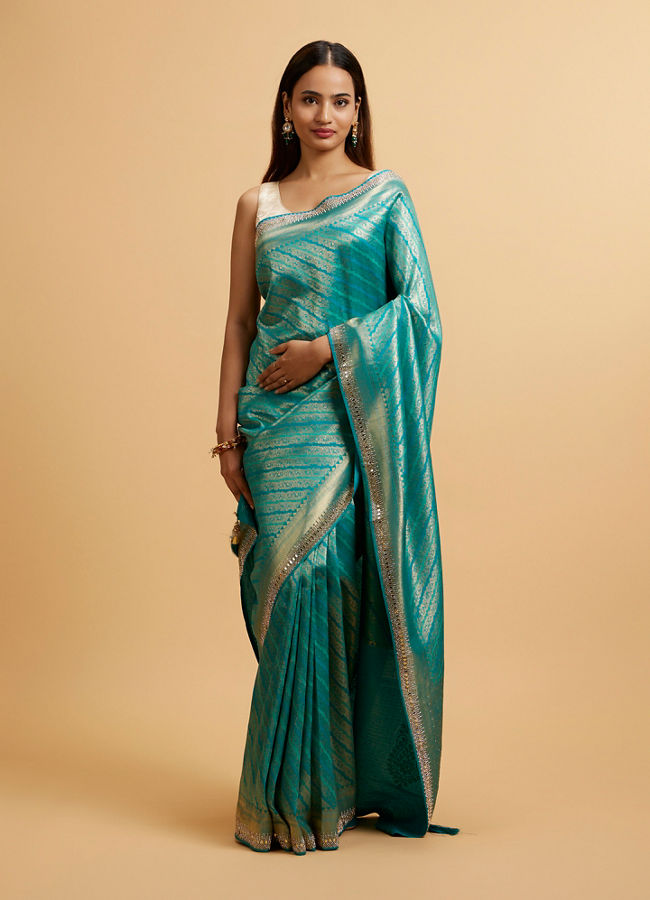 alt message - Mohey Women Rama Green Bel Patterned Saree image number 0