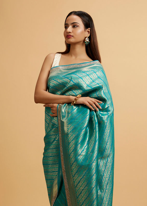Mohey Women Rama Green Bel Patterned Saree