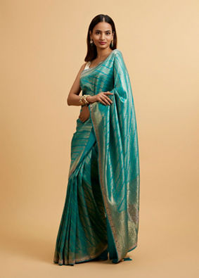 alt message - Mohey Women Rama Green Bel Patterned Saree image number 2