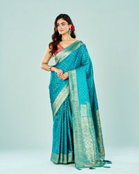 Mohey Women Ravishing Rama Green Festive Saree