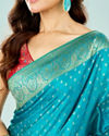 Mohey Women Ravishing Rama Green Festive Saree
