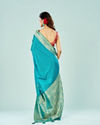 Mohey Women Ravishing Rama Green Festive Saree
