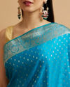 alt message - Mohey Women Teal Blue Floral Buta Patterned Saree image number 3