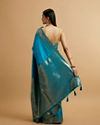 alt message - Mohey Women Teal Blue Floral Buta Patterned Saree image number 4