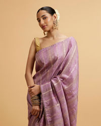 Mohey Women Purple Linear Embroidered Saree with Sequin Work