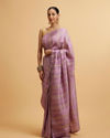 alt message - Mohey Women Purple Linear Embroidered Saree with Sequin Work image number 2