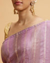 Mohey Women Purple Linear Embroidered Saree with Sequin Work