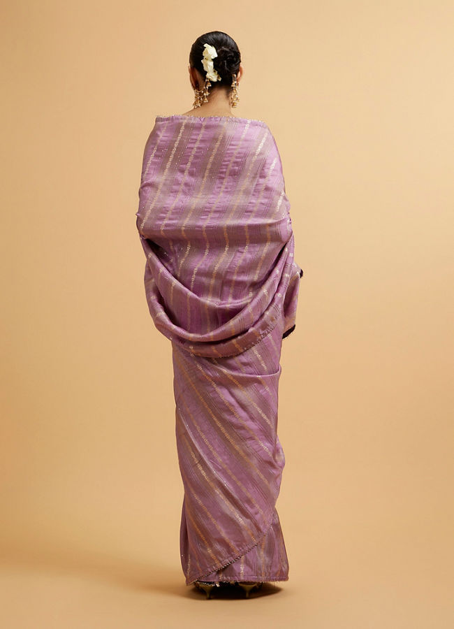 Mohey Women Purple Linear Embroidered Saree with Sequin Work