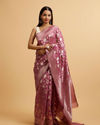 alt message - Mohey Women Purple Ikat Diamond Patterned Saree image number 0