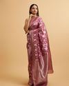 alt message - Mohey Women Purple Ikat Diamond Patterned Saree image number 2