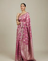 Mohey Women Purple Ikat Diamond Patterned Saree