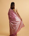 alt message - Mohey Women Purple Ikat Diamond Patterned Saree image number 4