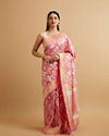 Pink Ikat Diamond Patterned Saree
