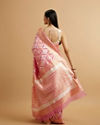 Mohey Women Pink Ikat Diamond Patterned Saree