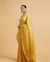 Mohey Women Buttercup Yellow Drop Patterned Saree with Stone Embellishment
