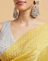 Mohey Women Buttercup Yellow Drop Patterned Saree with Stone Embellishment