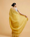 Mohey Women Buttercup Yellow Drop Patterned Saree with Stone Embellishment