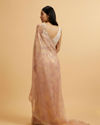Mohey Women Light Pink Floral Print Saree with Rhinestone Work