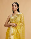 alt message - Mohey Women Light Yellow Embroidered Saree with Sequins image number 1