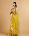 alt message - Mohey Women Light Yellow Embroidered Saree with Sequins image number 2