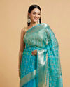 Mohey Women Elegant Blue Organza Saree