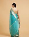 Mohey Women Elegant Blue Organza Saree