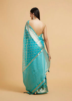 Mohey Women Elegant T.Blue Organza Saree image number 4