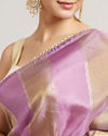 Mohey Women Orchid Purple Paisley & Bel Buti Patterned Saree with Pearl Border image number 3