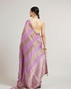 Mohey Women Orchid Purple Paisley & Bel Buti Patterned Saree with Pearl Border image number 4