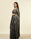 Mohey Women Teal Green Floral Printed Stone Embellished Saree