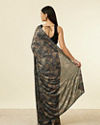 Mohey Women Teal Green Floral Printed Stone Embellished Saree