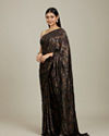 Mohey Women Kohl Black Jaal Patterned Stone Embellished Saree image number 2