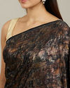 Mohey Women Kohl Black Jaal Patterned Stone Embellished Saree