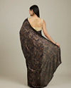 Mohey Women Kohl Black Jaal Patterned Stone Embellished Saree