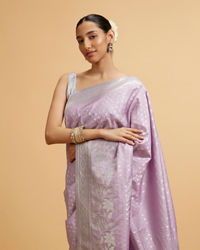 Mohey Women Purple Buta Patterned Saree with Bel Buti Borders