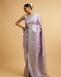 Mohey Women Purple Buta Patterned Saree with Bel Buti Borders