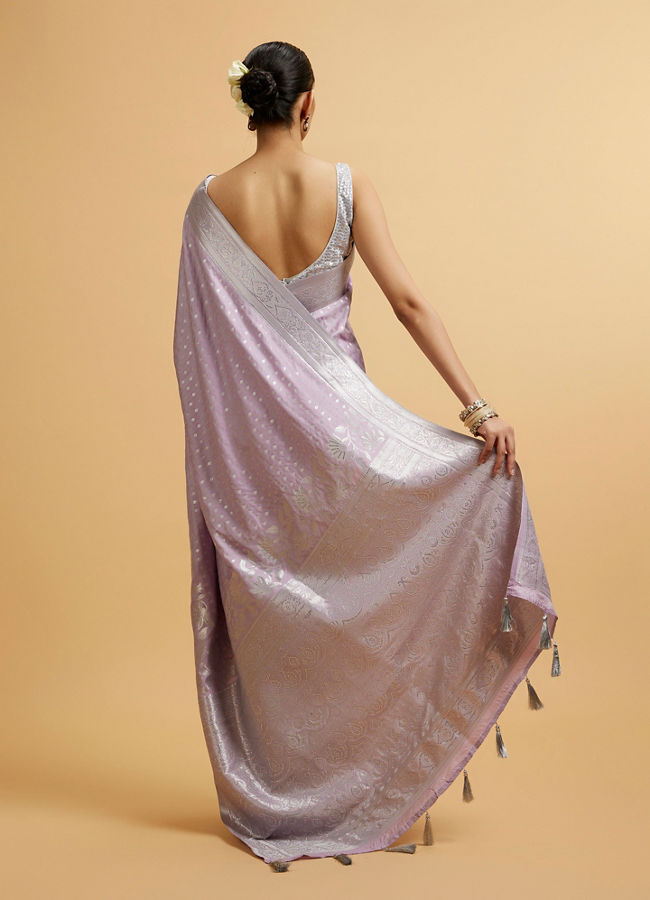 Mohey Women Purple Buta Patterned Saree with Bel Buti Borders