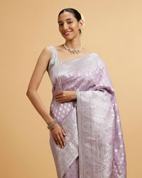 Mohey Women Purple Buta Jaal Patterned Saree with Rhinestone Work