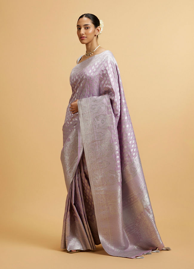 Mohey Women Purple Buta Jaal Patterned Saree with Rhinestone Work