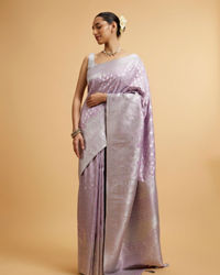 Mohey Women Purple Buta Jaal Patterned Saree with Rhinestone Work