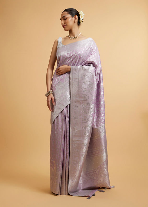 Mohey Women Purple Buta Jaal Patterned Saree with Rhinestone Work