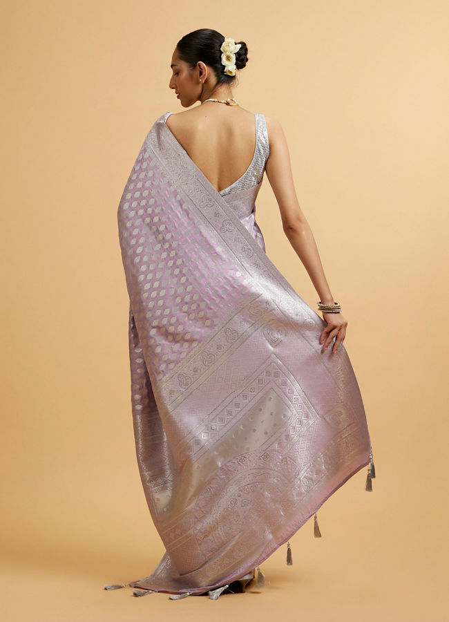Mohey Women Purple Buta Jaal Patterned Saree with Rhinestone Work
