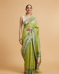 Mohey Women Pista Green Celestial Saree