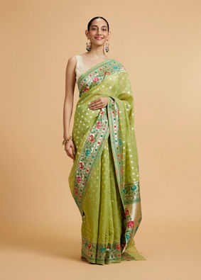 Mohey Women Pista Green Celestial Saree