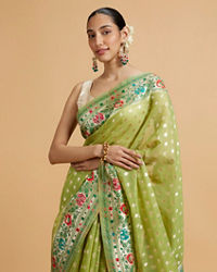 Mohey Women Pista Green Celestial Saree