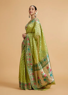 Mohey Women Pista Green Celestial Saree image number 2